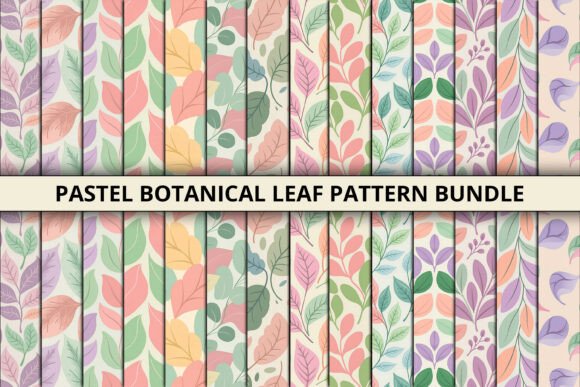 Download Pastel Botanical Leaf Pattern Bundle - Leaf Collection