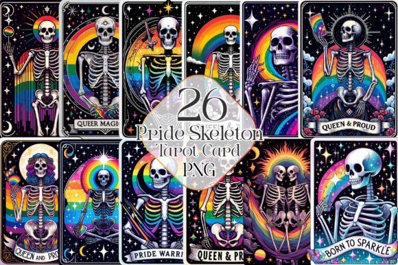 Download LGBTQ+ Pride Skeleton Tarot Card Bundle - Skeleton Collection
