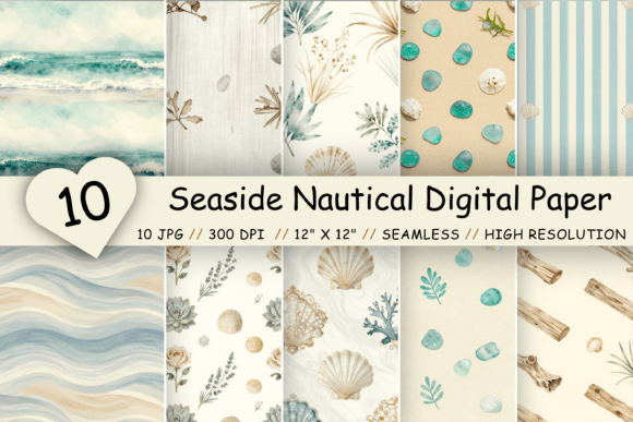 Download Seaside Nautical Digital Paper Pack - Digital paper pack Collection