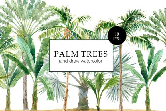 Download Watercolor Palm Trees Clipart - Palm trees Collection
