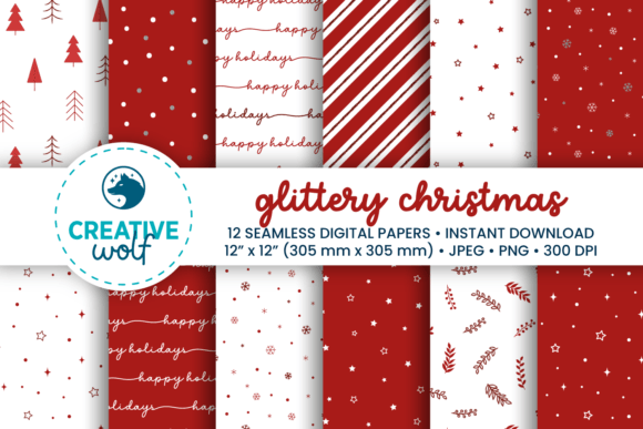 Download Glittery Christmas Digital Paper Pack - Digital paper pack Collection