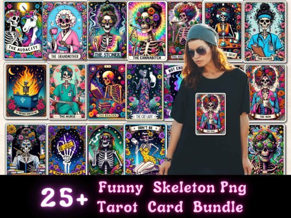 Download Funny Skeleton Tarot Card Sublimation - Skeleton Collection